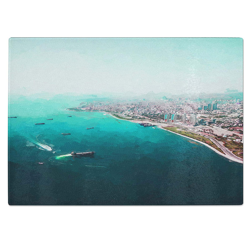 Tempered Glass Birds Eye View of Turkey Chopping Board, 28.5 cm W x 20 cm L