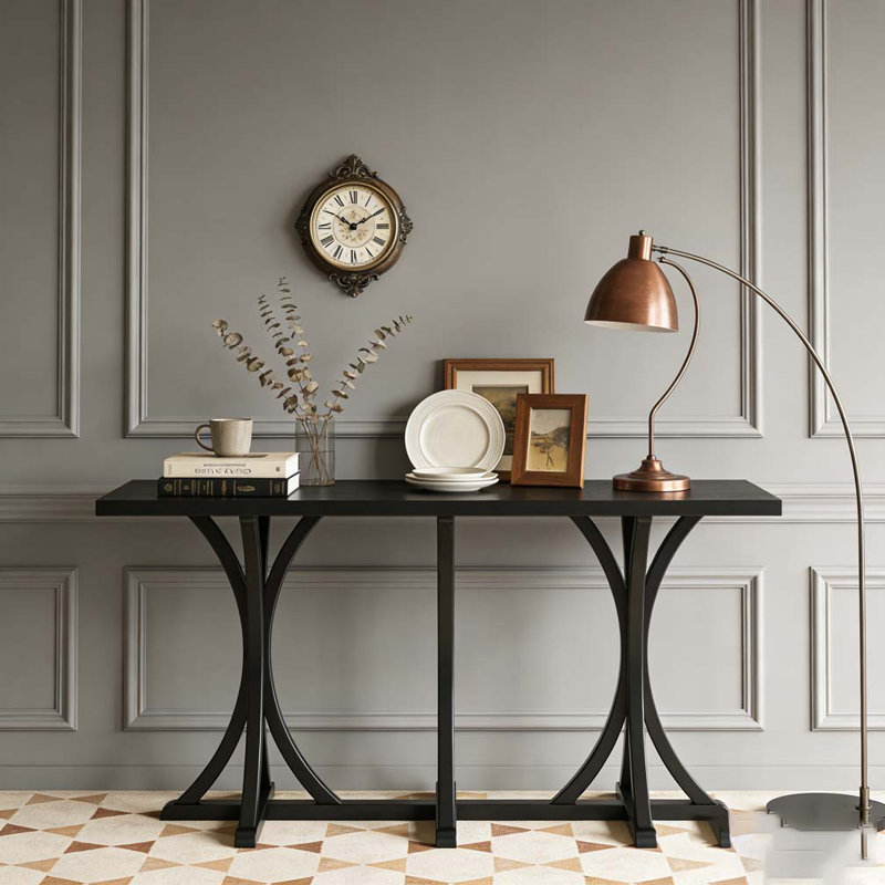 Console en chêne avec placage en bois, Noir