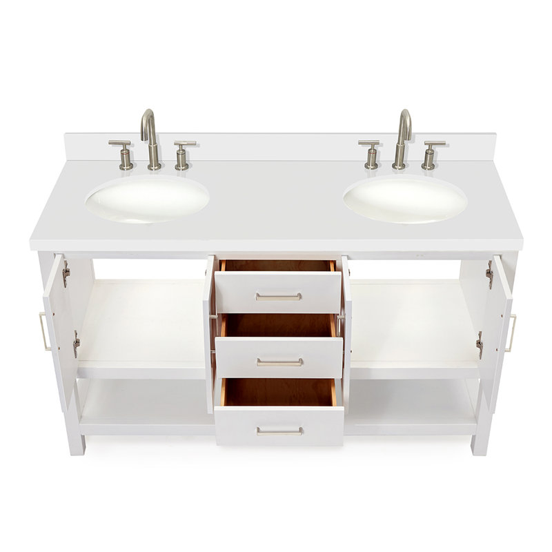 Magnolia Bath Vanity Oval Basin, White, Carrara White Marble, Rectangle 