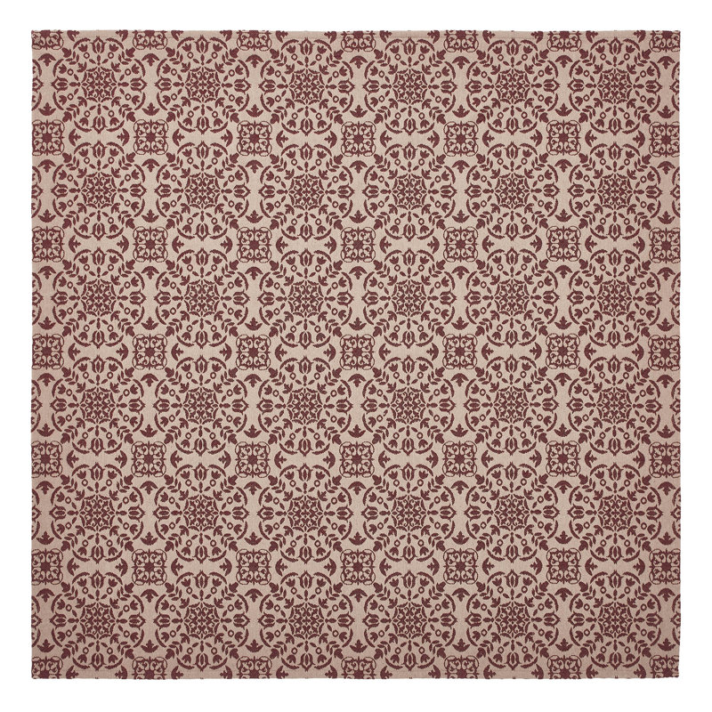  Geometric Table Topper, 42" Square, Tan/Red