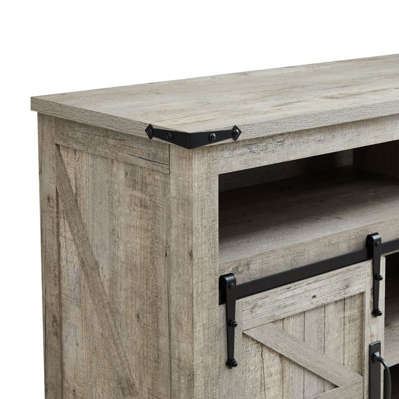 Farmhouse TV Stand, Entertainment Center for TVs up to 65", Light Rustic Oak