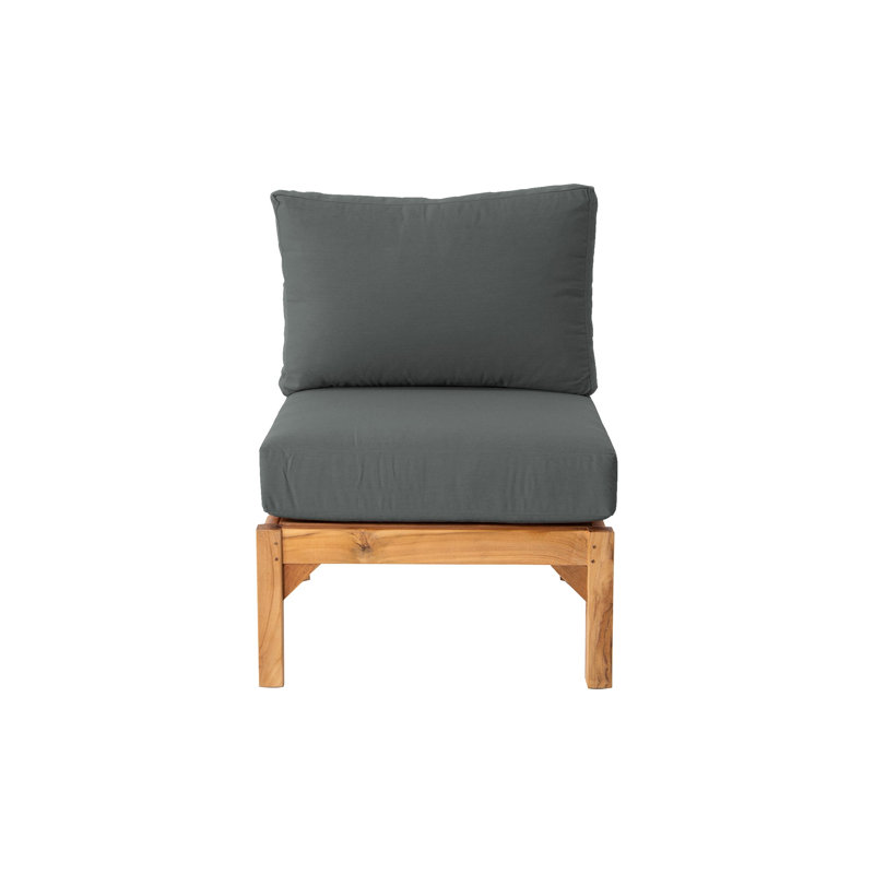 Huntington Teak Outdoor Armless Club Chair, Coal