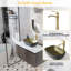 Meuble-lavabo flottant mural moderne et élégant avec comptoir, lavabo en céramique, robinet en cuivre, portes doubles ouvertes, 3 tailles-1006092138