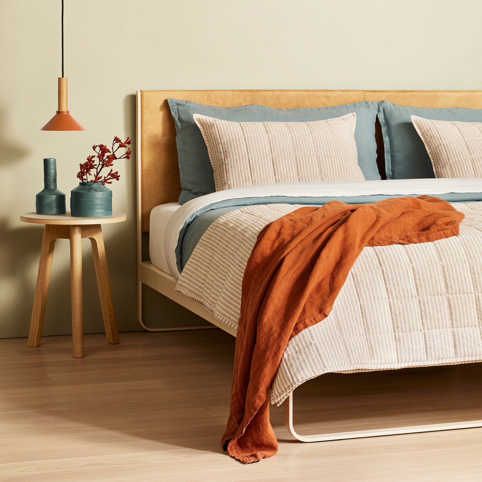 Canfield Cotton Blend Quilt Set, Queen Quilt + 2 Queen Shams, Tomato
