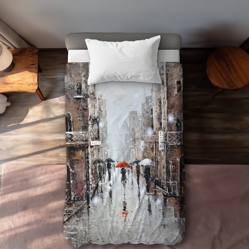 City Rain Gray Building Duvet Cover | Home Decor Essentials