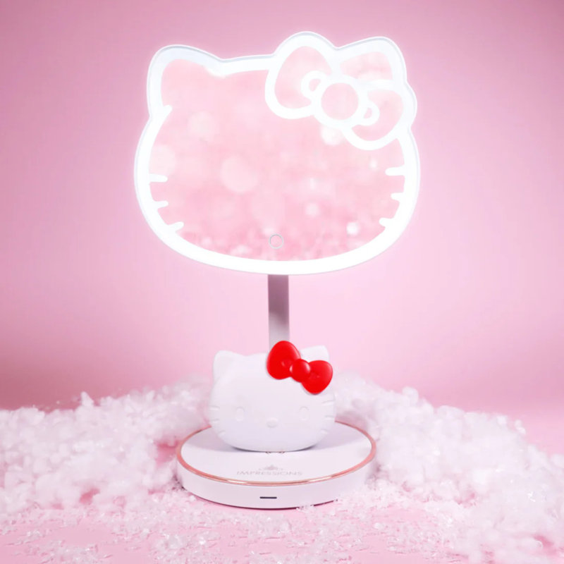 Hello Kitty Makeup Mirror Bundle with Adjustable LED Strip Light and Elegant Compact Pocket Beauty Mirror