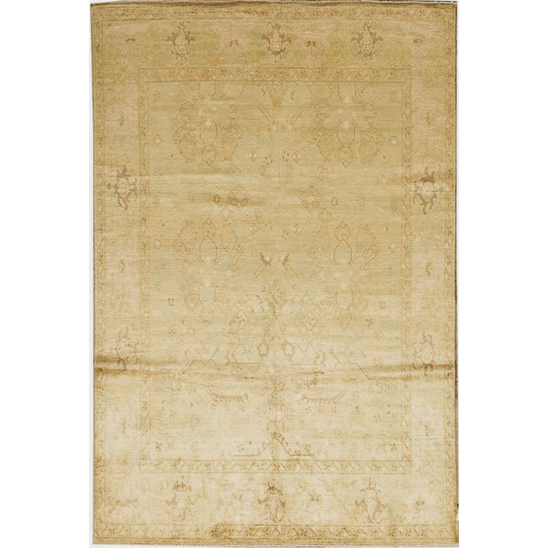 Hand-Knotted High-Quality Light Green and Light Green Area Rug