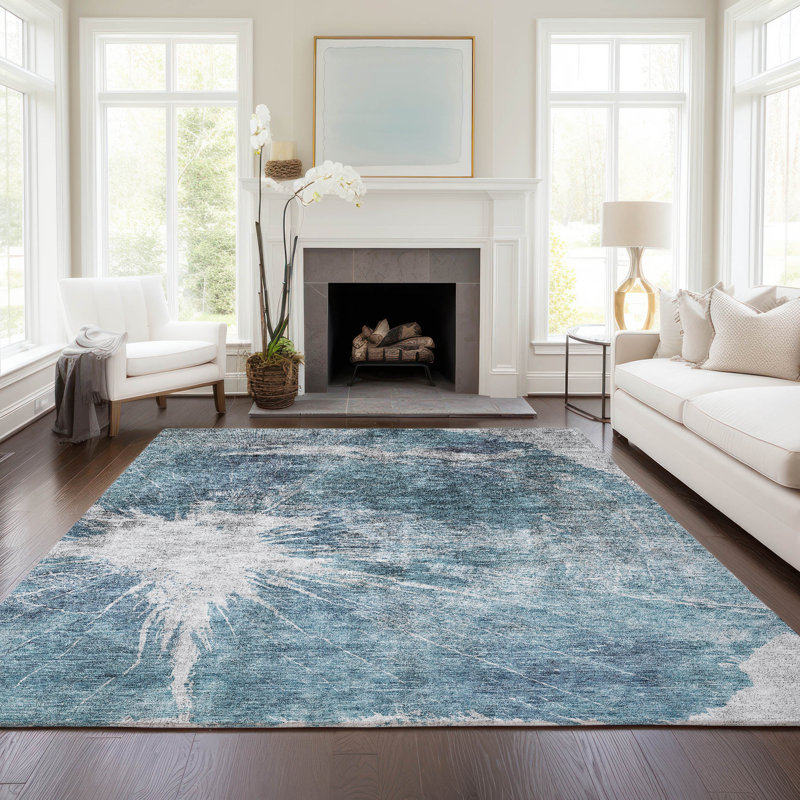 Raishma Washable Abstract Indoor / Outdoor Rug, Rectangle 8' x 10'