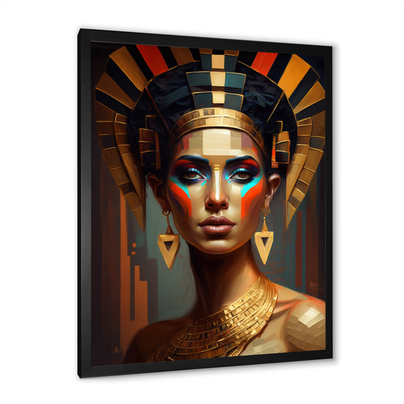 Portrait de la déesse égyptienne IV - reproduction sur toile, H 20 po x l 12 po x P 1 po, Impression noire sur toile encadrée
