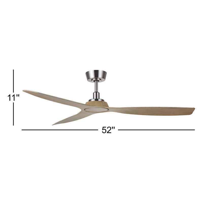 Moto 52in 3-Blades Indoor/Outdoor Ceiling Fan with Remote Control, Nickel