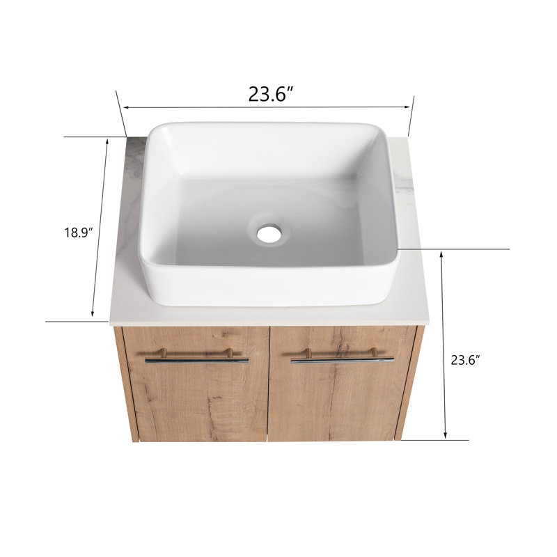 Meuble-lavabo simple mural 24 po avec comptoir en céramique 24 po