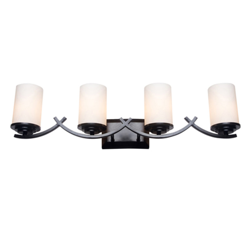 Éclairage pour salle de bain 4 lumières Qualls, Bronze huilé, Blanc