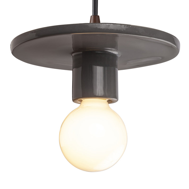 Luminaire suspendu à 1 lumière Leni, Gris brillant, Bronze foncé