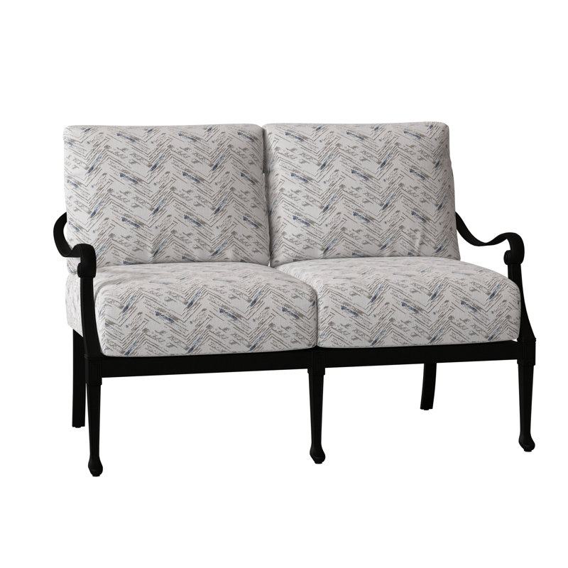 Causeuse avec coussins Wiltshire, Noir texturé, Toile bleu marine Sunbrella®