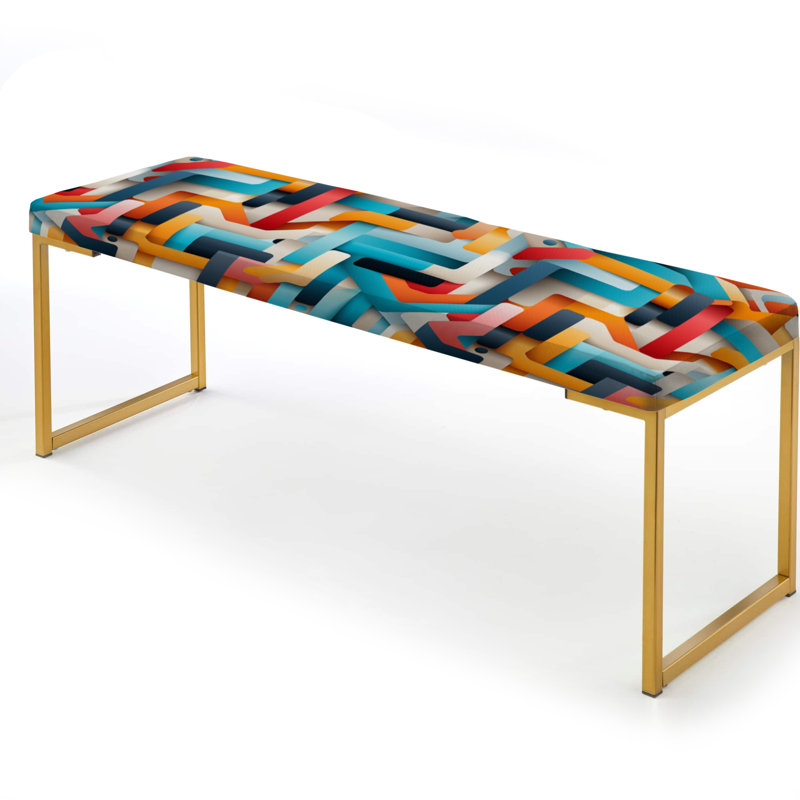 Fusion géométrique orange et bleu - Banc rembourré géométrique doré