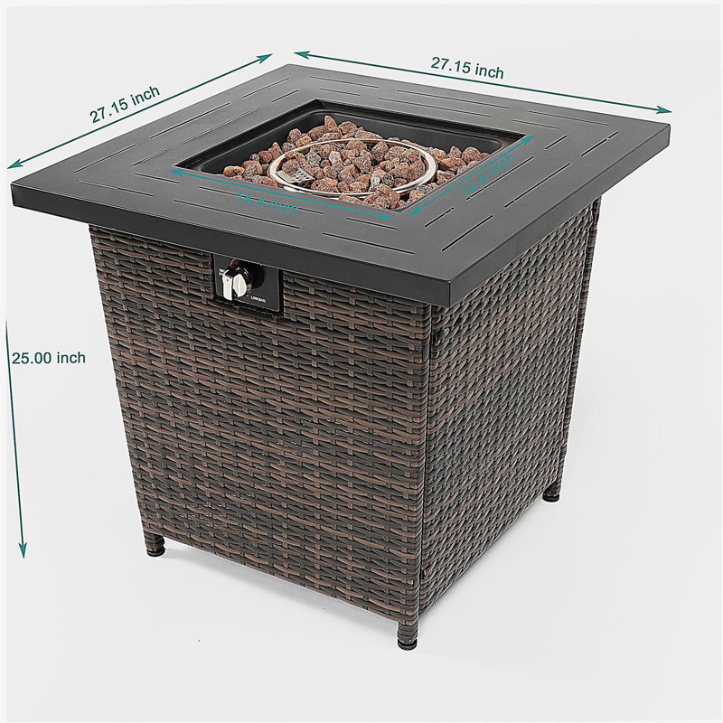 28-inch Willow Square Fire Pit Table