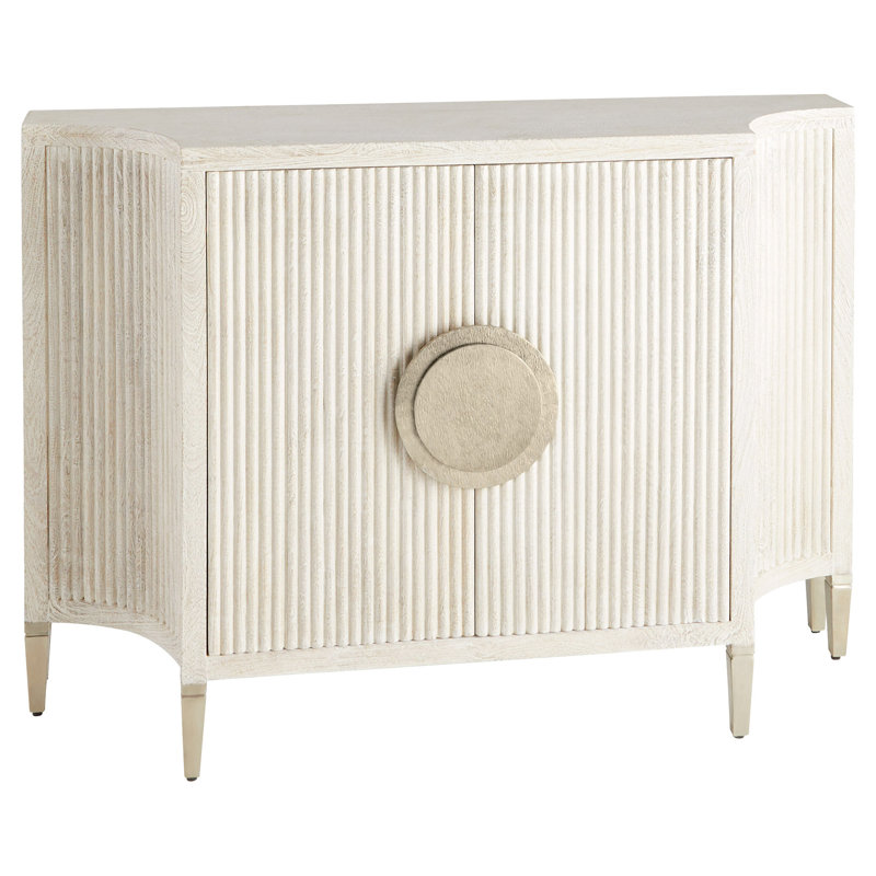 White Solid Wood Paneled Two-Door Accent Cabinet