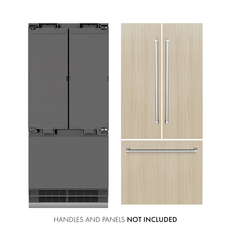 ZLINE 36 in. Panel Ready French Door Built-In Refrigerator with Graphite Gray Interior