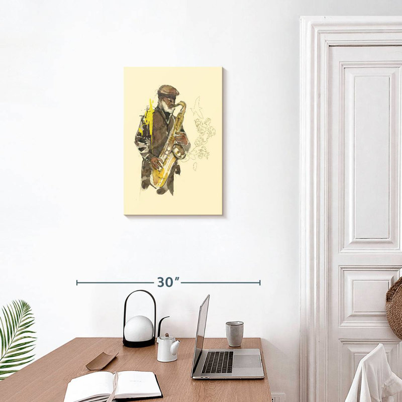 Joueur de saxophone floral Abarca, H 24 po x l 16 po