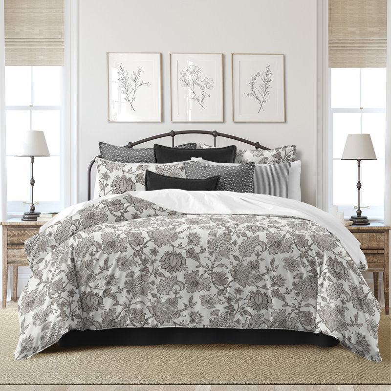 Bronte Ivory Cotton Duvet Cover Set, California King Duvet Cover + 7 Additional Pieces