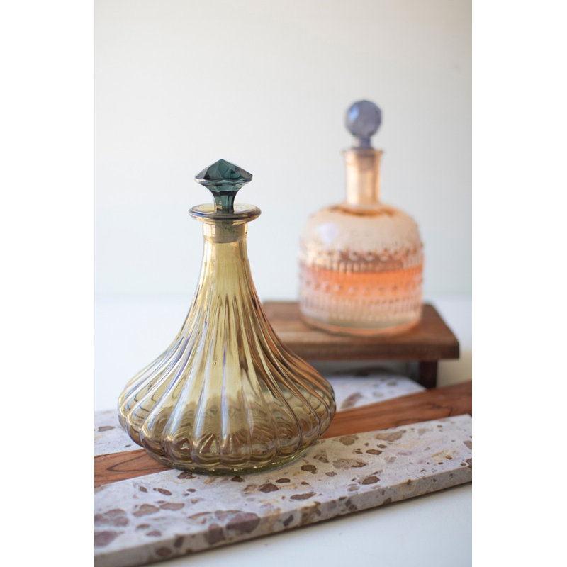 Décanteurs en verre Kalalou - Ensemble de deux bouteilles décoratives peintes de 9 po de hauteur