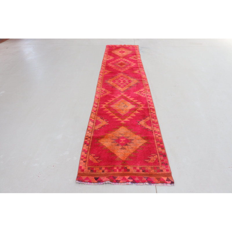 Tapis de couloir rose rétro rétro Anatolian - idéal pour les couloirs et les couloirs