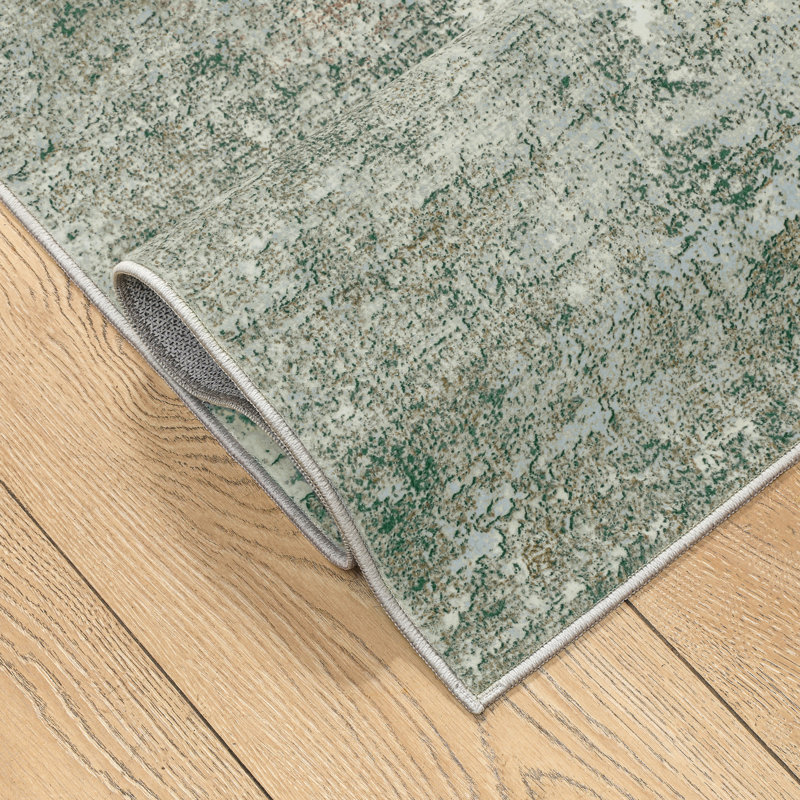 Tapis abstrait lavable à la machine avec envers antidérapant Claudius, Tapis de couloir 2 pi x 8 pi