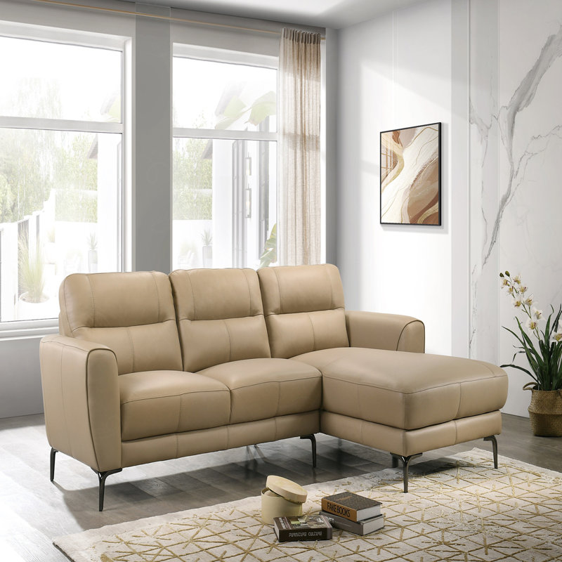 Ensemble de canapé modulaire 2 pièces faisant face à droite et canapé faisant face à gauche, Cuir véritable taupe