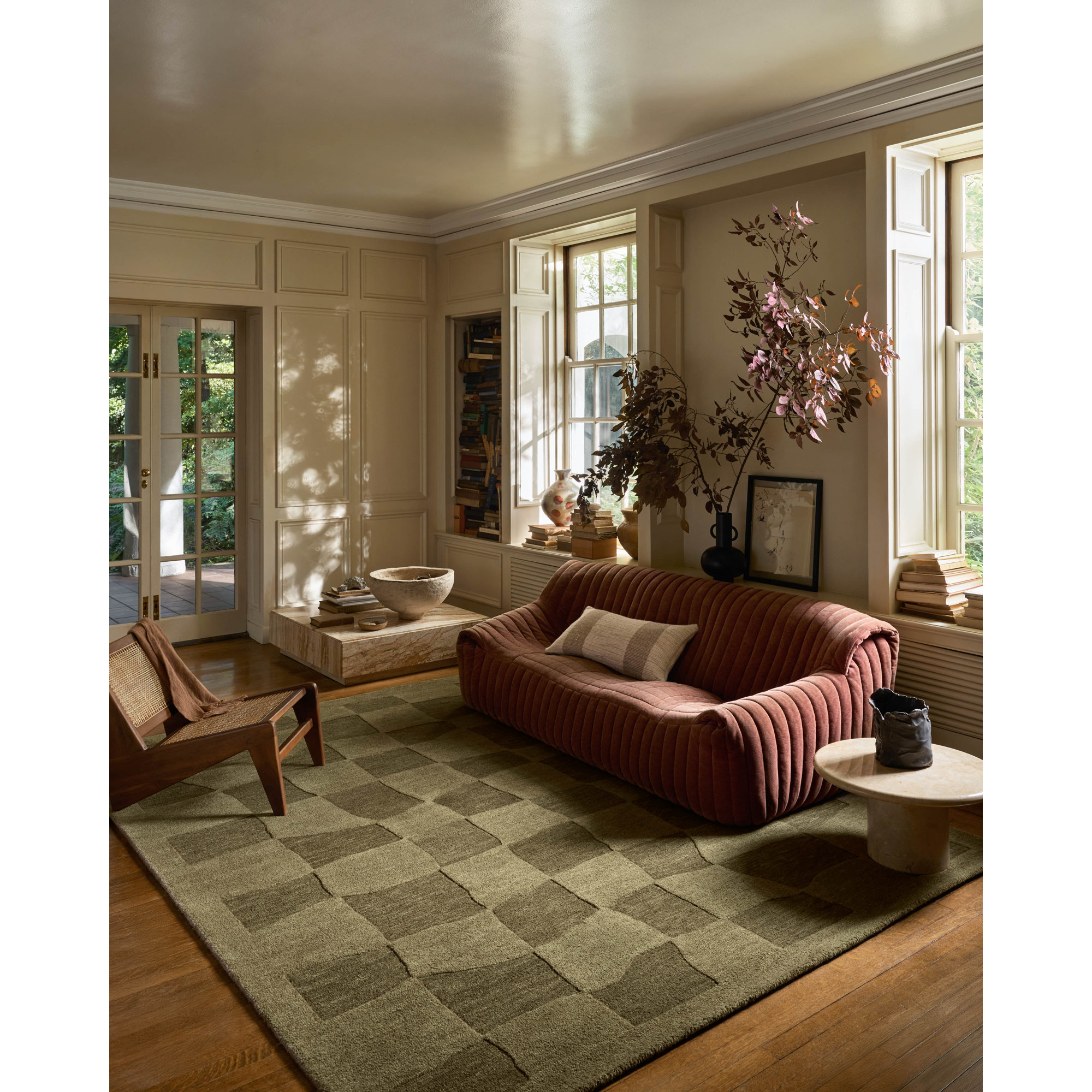 Leanne Ford x Loloi Craven Green / Olive Area Rug, Rectangle 5' x 7'6"