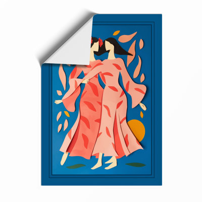 Woman In Coral Robes Modern - Print
