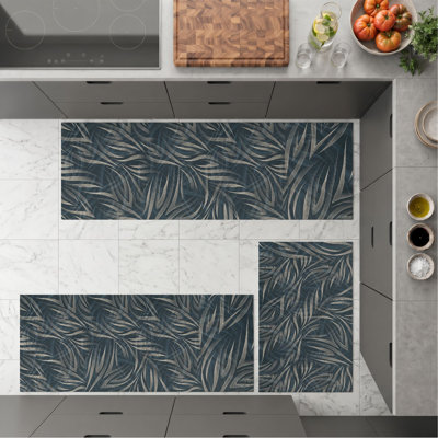 Tropical Leaf Non-Slip Washable Kitchen Mats