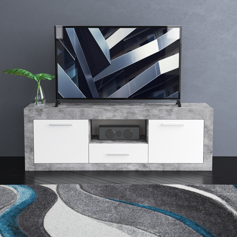 Deatonhill Unfinished TV Stand for TVs up to 65", Grey/White