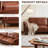 90.6''W Brown Oversized Leather Couch, Luxurious 4-seater Sectional Sleeper Sofa with Deep Seats and Wide Armrests, Mid-century Modern Tufted Upholstered Loveseat for Living Room