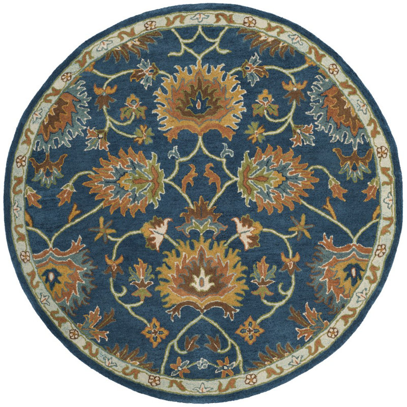 Tapis brun / bleu en laine touffeté à la main Cranmore, Rond 6 pi