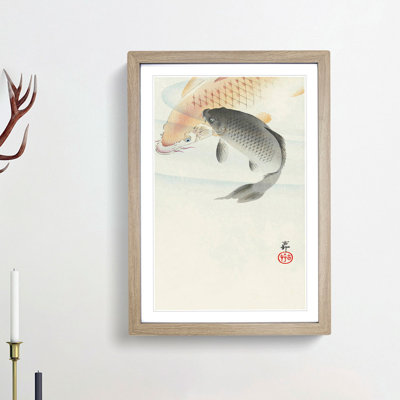 Two Carp Fish by Ohara Koson - Framed Print