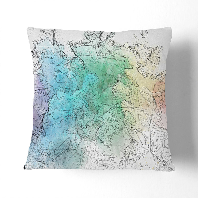 Abstract Square Throw Cushion, 55cm H x 55cm W x 20cm D, Black