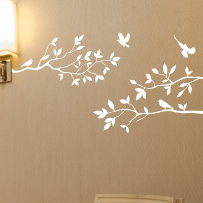 Adhésif mural branches d'arbre avec oiseaux