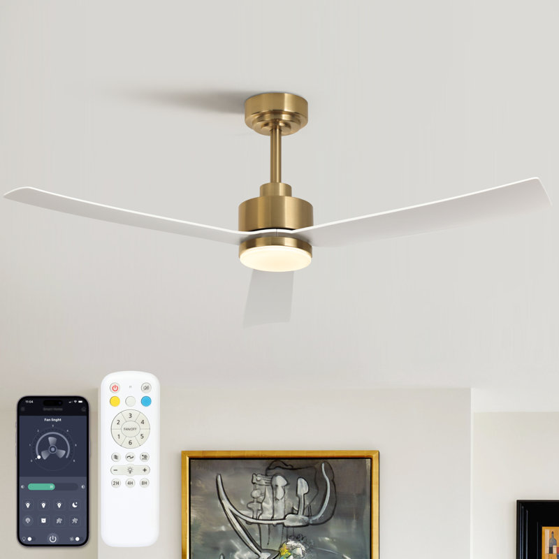 Grand ventilateur de plafond moderne à 3 pales 52 "avec lumières à DEL et télécommande Karlena (ensemble de 2)