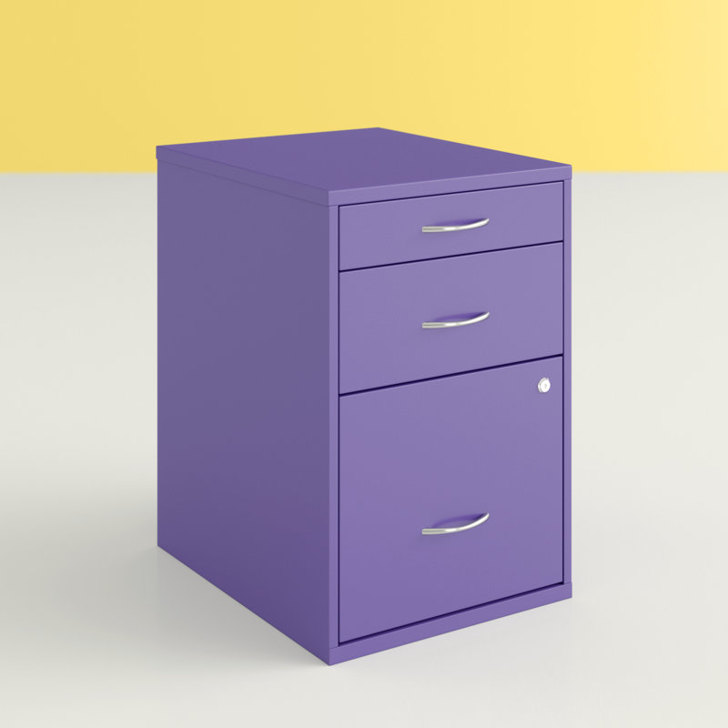 Camyiah 14.5'' Wide 3 -Drawer Steel File Cabinet, Purple