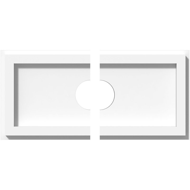 12"W x 6"H x 2"ID x 4"C x 1"P Rectangle Architectural Grade PVC Contemporary Ceiling Medallion, Two Piece