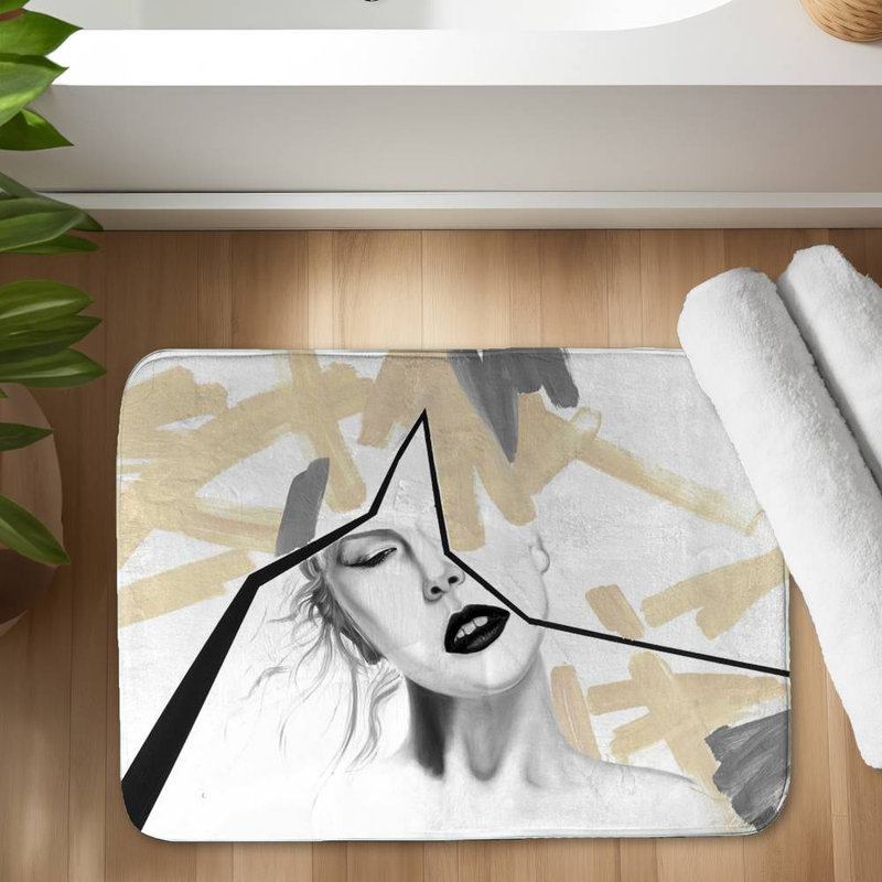 Divided woman Bath Mat with Non-Slip Backing - Quick Dry Memory Foam Bathroom Rug - Absorbent - Modern Plush Spa-Style - Machine Washable