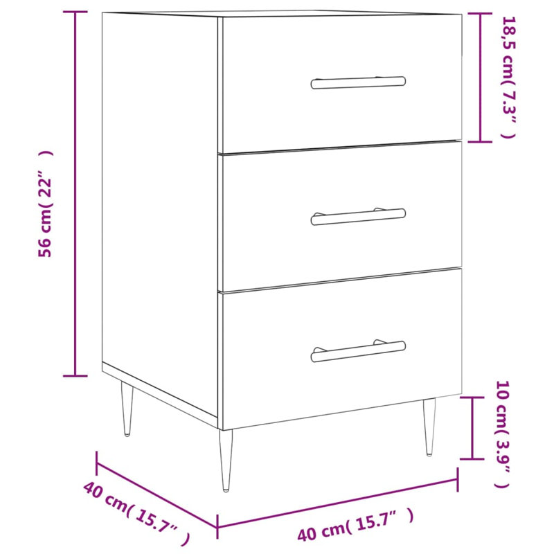 Jariel 40cm W Iron Bedside Table, Grey Sonoma