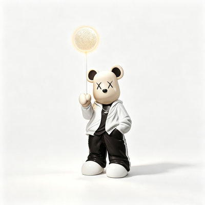 Light Luxury Resin Bear Moon Lamp Bluetooth Home Ornament