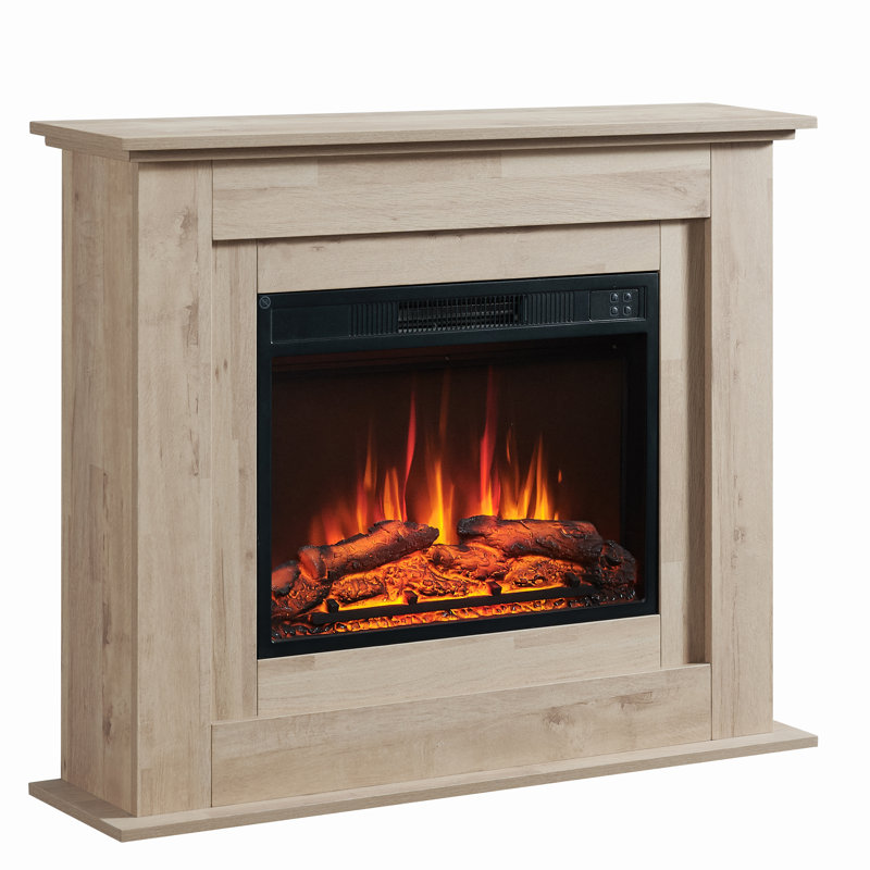 SAVANNAH FLAMEKO Electric Fireplace, 82cm H x 100cm W x 25cm D, Natural Light Oak