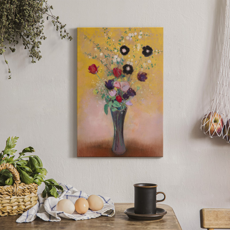 Vase de fleurs - impression sur toile tendue, H 36 po x l 24 po x P 1 po