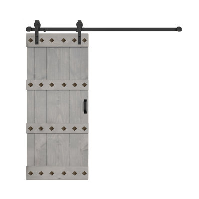 84'' Solid Wood Paneled Matte without Installation Hardware Kit Barn Door