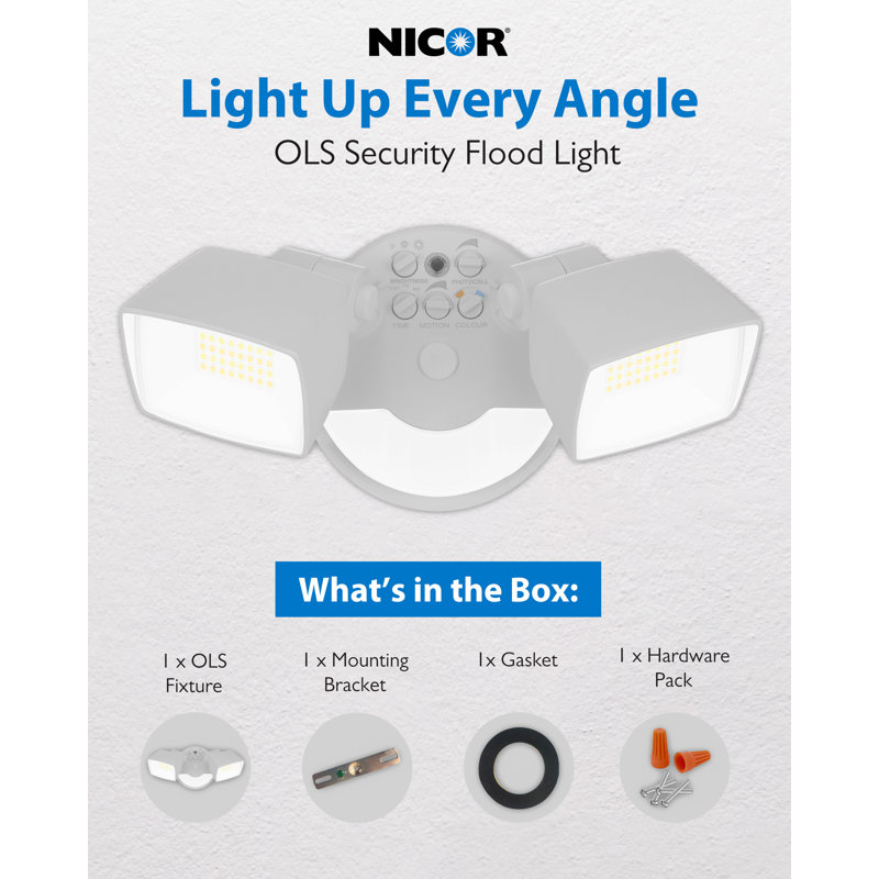 White Selectable LED Outdoor Security Flood Light With PIR Sensor, White