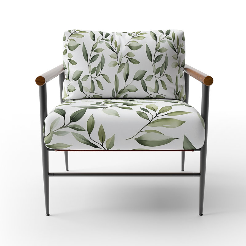 Chaise rembourrée Country Farmhouse, Bras ronds bruns