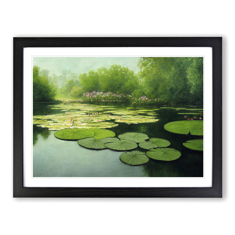 Compelling Water Lily Pond - Framed Print, Black, 25cm H x 34cm W x 2cm D