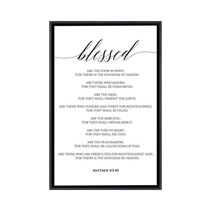 "Béatitudes, Matthieu 5:3-10" par Eden Printables, reproduction d’art textuel, Pas de tapis, H 40 po x l 26 po x P 1,5 po